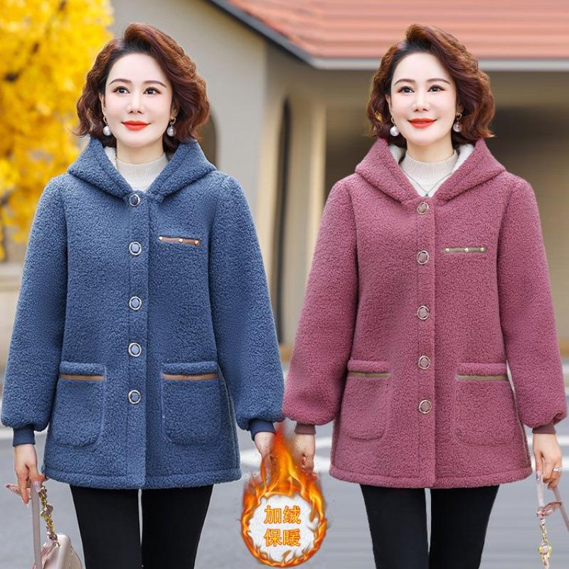 Autumn and Winter Models Fleece Thickened Lamb Fleece Jacket Loose Women's Clothing Large Size Warm Cotton-padded Clothes Women