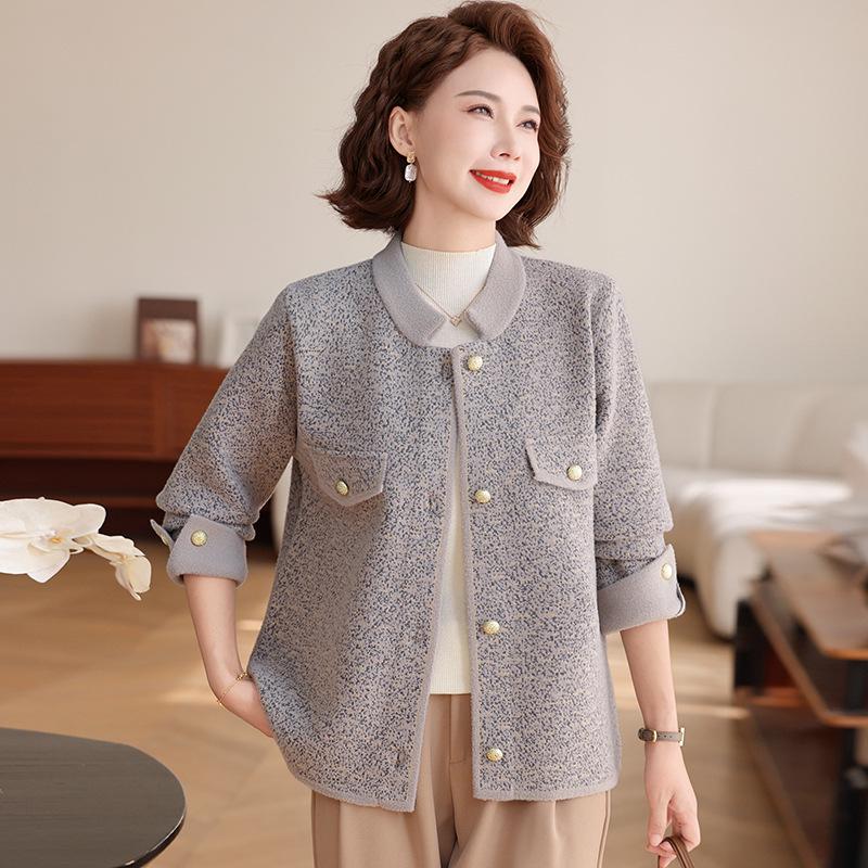 

2025 Новий Осінньо-Зимовий Модний Вовняний Кардиган для Жінок Середнього та Похилого Віку 110 for 90-110 jin сірий колір