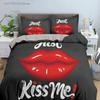 Set Copripiumino Bacio degli Amanti Set Biancheria da Letto di Personalità Per Camera da Letto di Ragazze Singolo Matrimoniale Queen King Size Copripiumino Con Federa