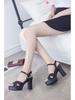Women's 2024 Summer Rhinestone Buckle Chunky Heel One-Strap Sandals