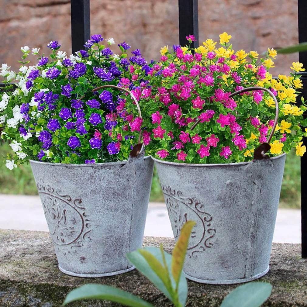 8/12/16PCS UV-Resistant Artificial Plants -  Fade-Proof Faux Flowers - Outdoor Decor, Ideal for Garden, Patio-Festive Occasions