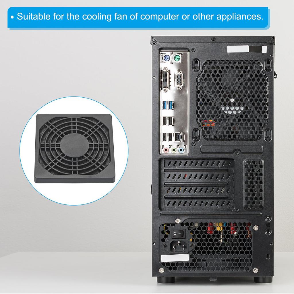 PATIKIL 92mm Fan Dust Filter, Ventilation Fan Filter, Grill Guard, with Screws, 4 Pieces, ABS Fan Protection, DIY, Black