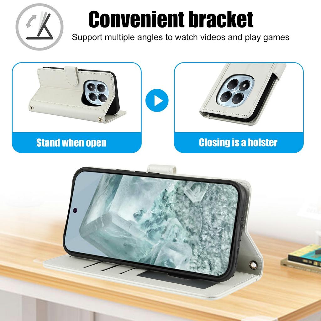 Pour Xiaomi Redmi Note 15 Pro 5G (Global) Étui Support en Cuir PU Vue Portefeuille pour Téléphone avec Dragonne