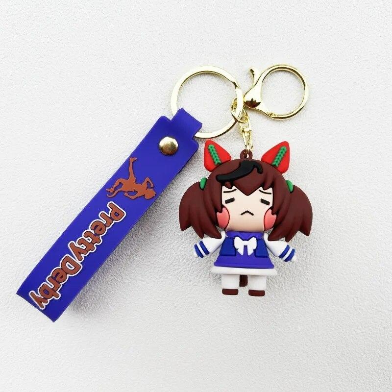 Cute Anime Pretty Derby PVC Figure Cosplay Pendant Cartoon Doll Key Ring Car Backpack Keyholder Key Buckle