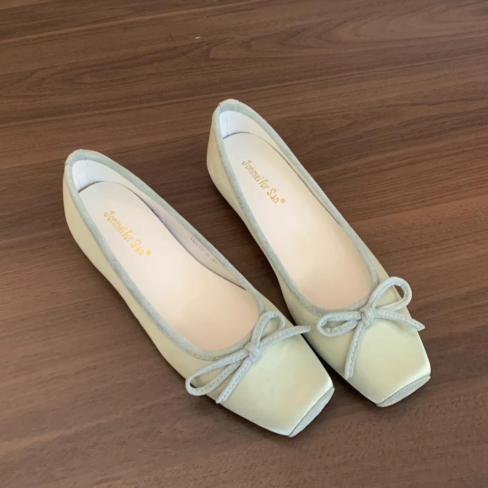 Jonmei for San Nei heightening satin early spring single shoes women's new French ballet gentle fairy single shoes