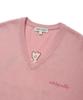 WACKY WILLY Women'S Kiki Embroidered V-Neck Pullover Knit Pink