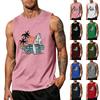 Camicia da uomo senza maniche, ampia e casual, con stampa hawaiana