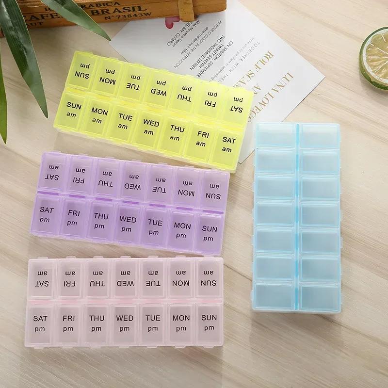 7 Days Weekly Candy Pill Case Medicine Tablet Dispenser Organizer Pill Box Splitters Pill Storage Organizer Container