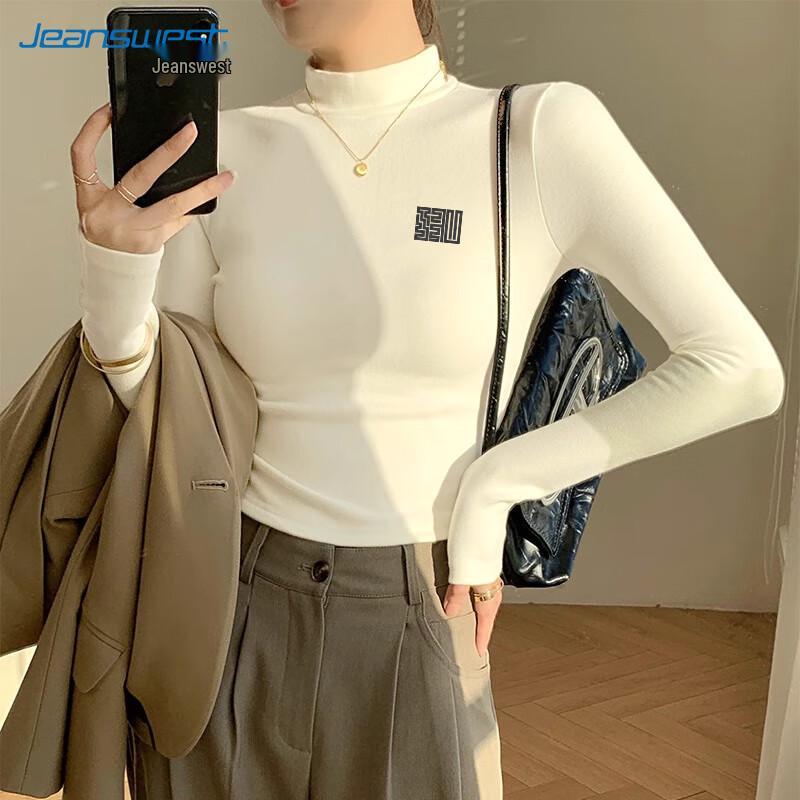 Jeanswest Women s Stand-Collar Double-Sided Fleece Long Sleeve Top L