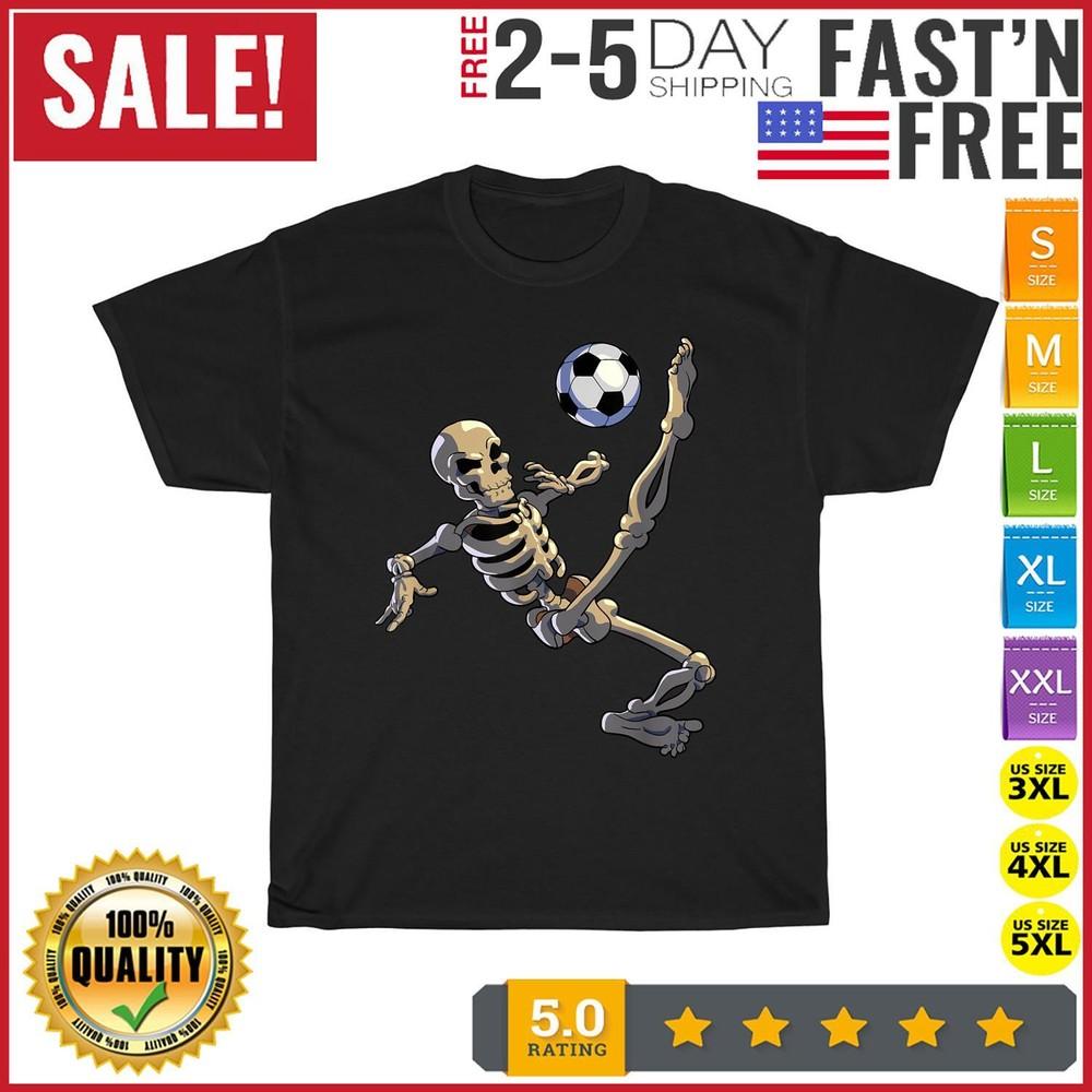 

Soccer Skeleton Halloween Men Boys Soccer Player Halloween T Shirt Men Women NEW XL