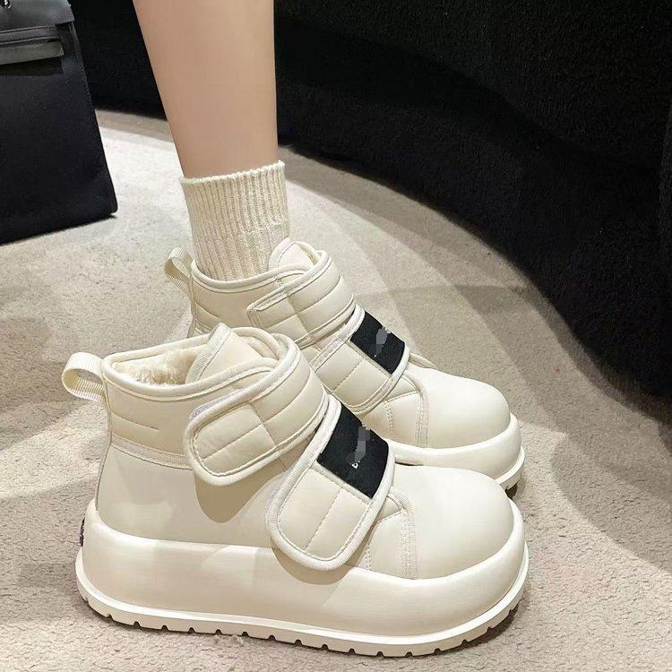 Warm Thick-soled Snow Boots for Women 2025 New Winter Velcro Velvet High-top Cotton Shoes Fashion Bread Short Boots for Women