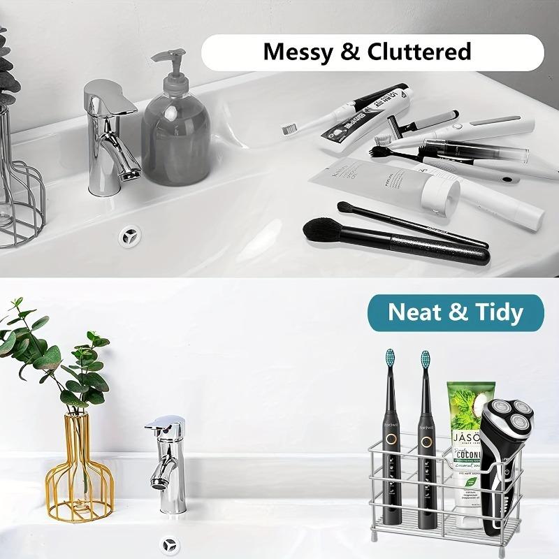 Stainless Steel Bathroom Toothbrush Holder Toothpaste Holder Stand Bathroom Accessories Organizer