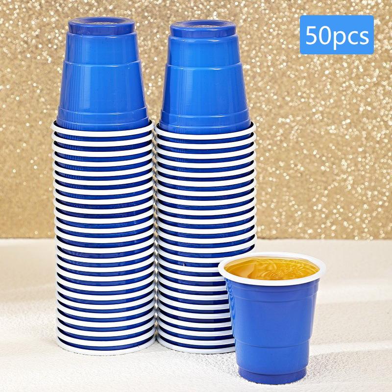 

50Pcs Disposable Plastic Party Cups - Durable Multi-Use Cups for Birthday Wedding Festival, Beer Soda Drink & Party Game Supplie