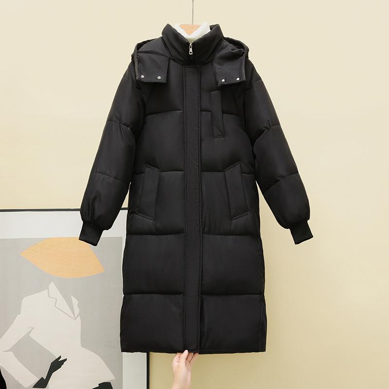 Women's Long Over-Knee Thickened down Cotton Jacket Bread Style Winter Loose Coat Model Warm Cozy Cotton Outerwear