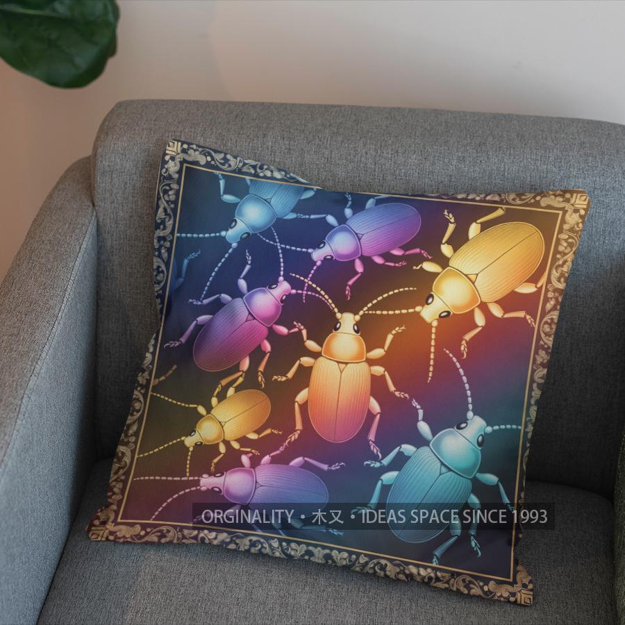 2D Colorful Beetle Pattern Pillow Cover For Home Pattern Cushion Cover Suitable For Sofa Bedroom Car Pillow Cover
