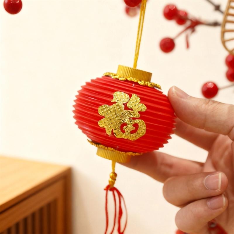 Waterproof Plastic Chinese Lanterns Hanging Ornament For Tree Window Door Wedding Chinese Spring Festival Decoration