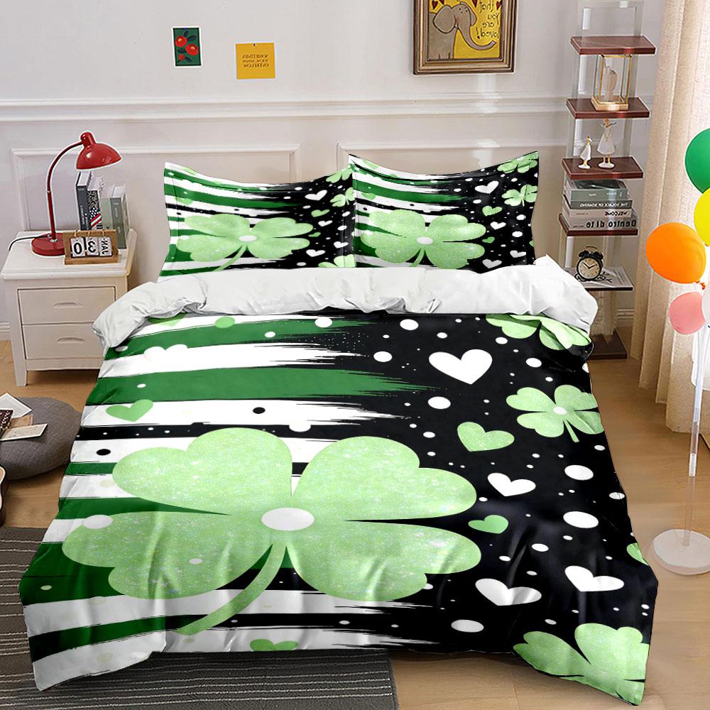 

Green clovers and hearts. Bedding sets Duvet cover sets Duvet covers Pillowcases(1 * Duvet Cover 2 * Pillowcases without duvet insert) 135x200cm