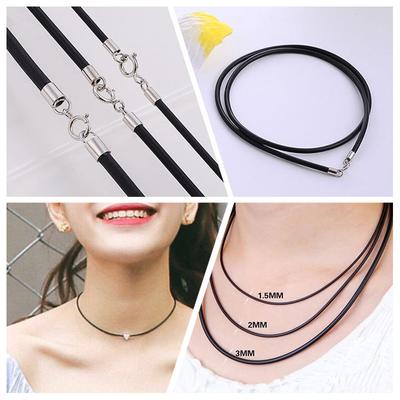 Czarna gumowa skórzana linka Choker/naszyjnik z zapięciem homara złącze klamra przewód DIY biżuteria akcesoria