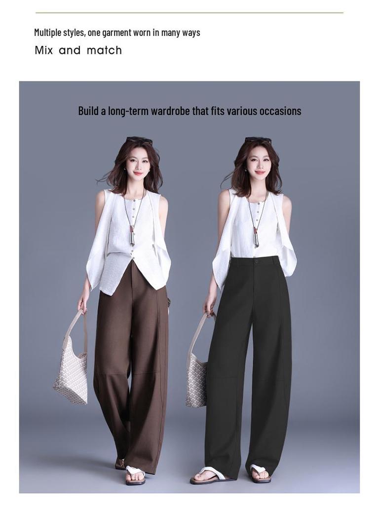 Neuer Eingang Schlankmachende High-Waist Hosen mit Fall - Vielseitiges Schlankes & Weiter Bein Design für Freizeitkleidung