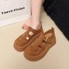 Leather Platform Women's Summer New Fashion Retro Casual Bag Head Hollow Woven Pig Cage Sandals
