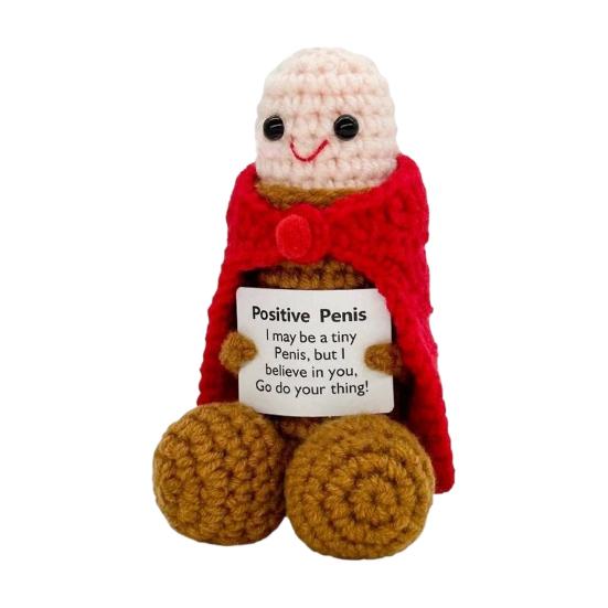 Cute Tabletop Ornament Handmade Crochet Ornament, Funny Positive Desk Buddy, Buddy Figurine, Emotional Support Keepsake Gift for Friends