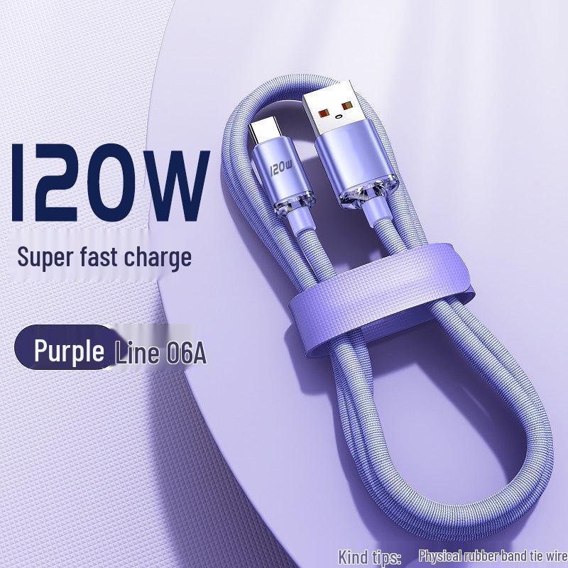 Jingyao 6A 120W Super Fast Charging Fabric Data Cable for Huawei Type-C Phones.