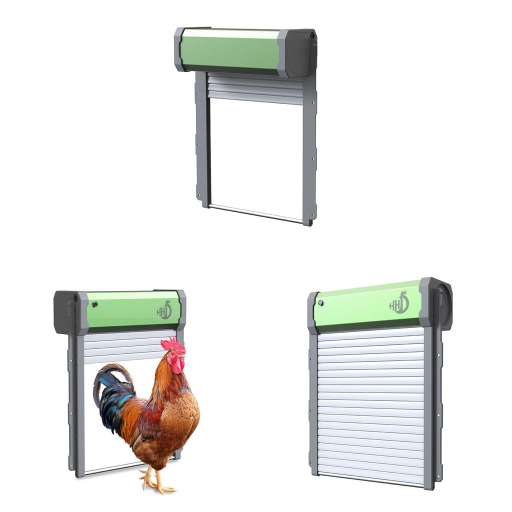 Porta per pollaio temporizzata con telecomando alimentata a energia solare in materiale ABS impermeabile per l'allevamento di pollame