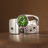 Luxury Textured Spliced Synthetic Green Gemstone Open Ring Copper Material Women Jewelry Ring For Banquet And Daily