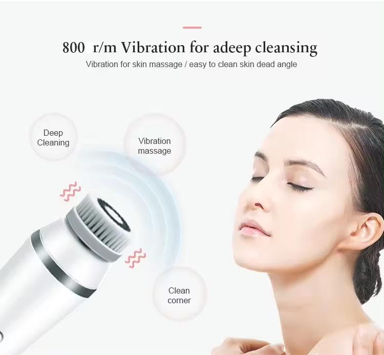4-in-1 Electric Facial Cleansing Brush: Waterproof, Portable Silicone Massager for Deep Pore Cleaning