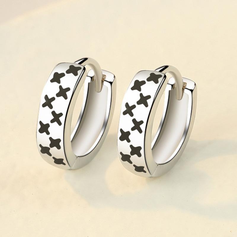 Ohrringe aus 925er Sterlingsilber für Damen, origineller Charme, doppelte Creolen mit Pavé-Zirkonia, feiner Verlobungs- und Jahrestagsschmuck, Geschenk 5355