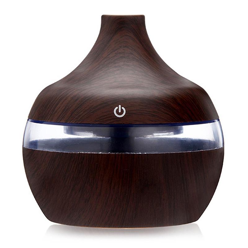 Wood Grain Ultrasonic Aroma Diffuser,300ml Cool Mist Air Humidifier with 7 Color LED Night Light for Home,Bedroom,Office