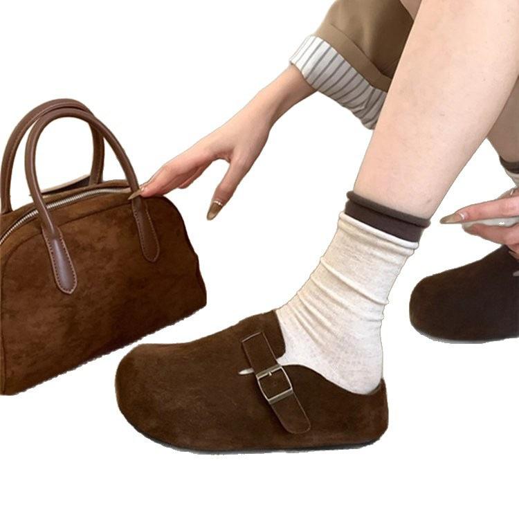 Birkenstock shoes bag head half slippers outer wear spring and summer new flat casual Birkenstock retro muller shoes