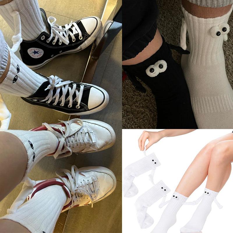 Couple socks magnetic hand in hand for a lifetime Halloween socks black white unisex hand in hand good friend socks