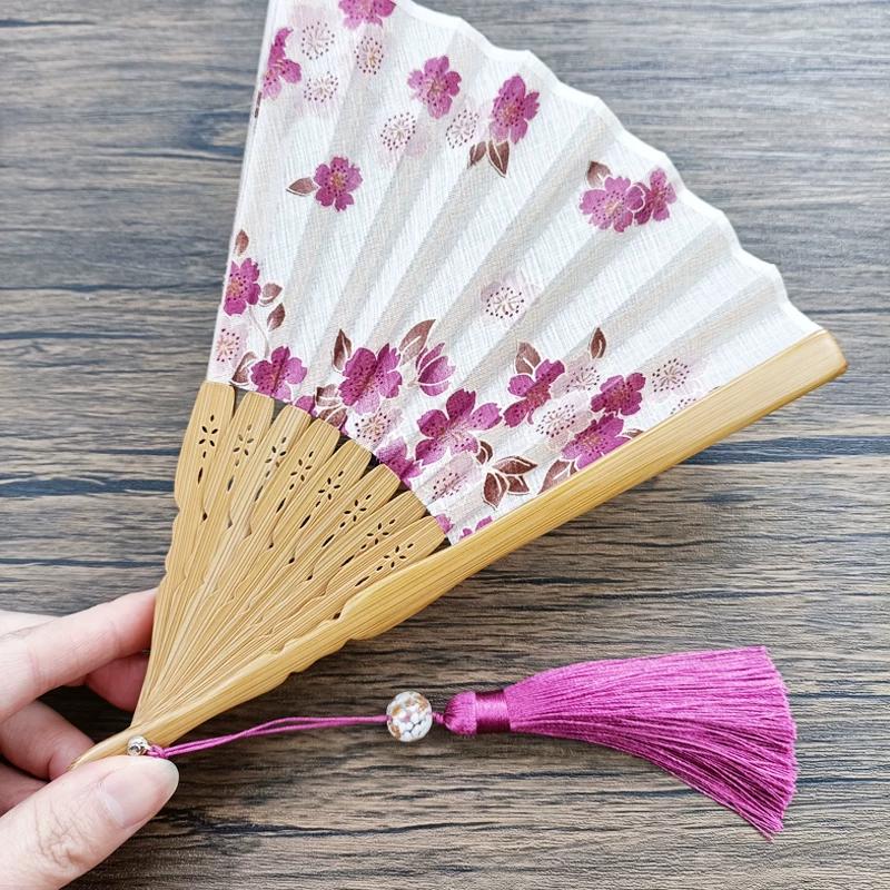 Mogan Fan Beautiful Cherry Blossom Small Fan Women's New Chinese Style Chinese Ancient Style Folding Fan for Cheongsam Han Dynasty Gift
