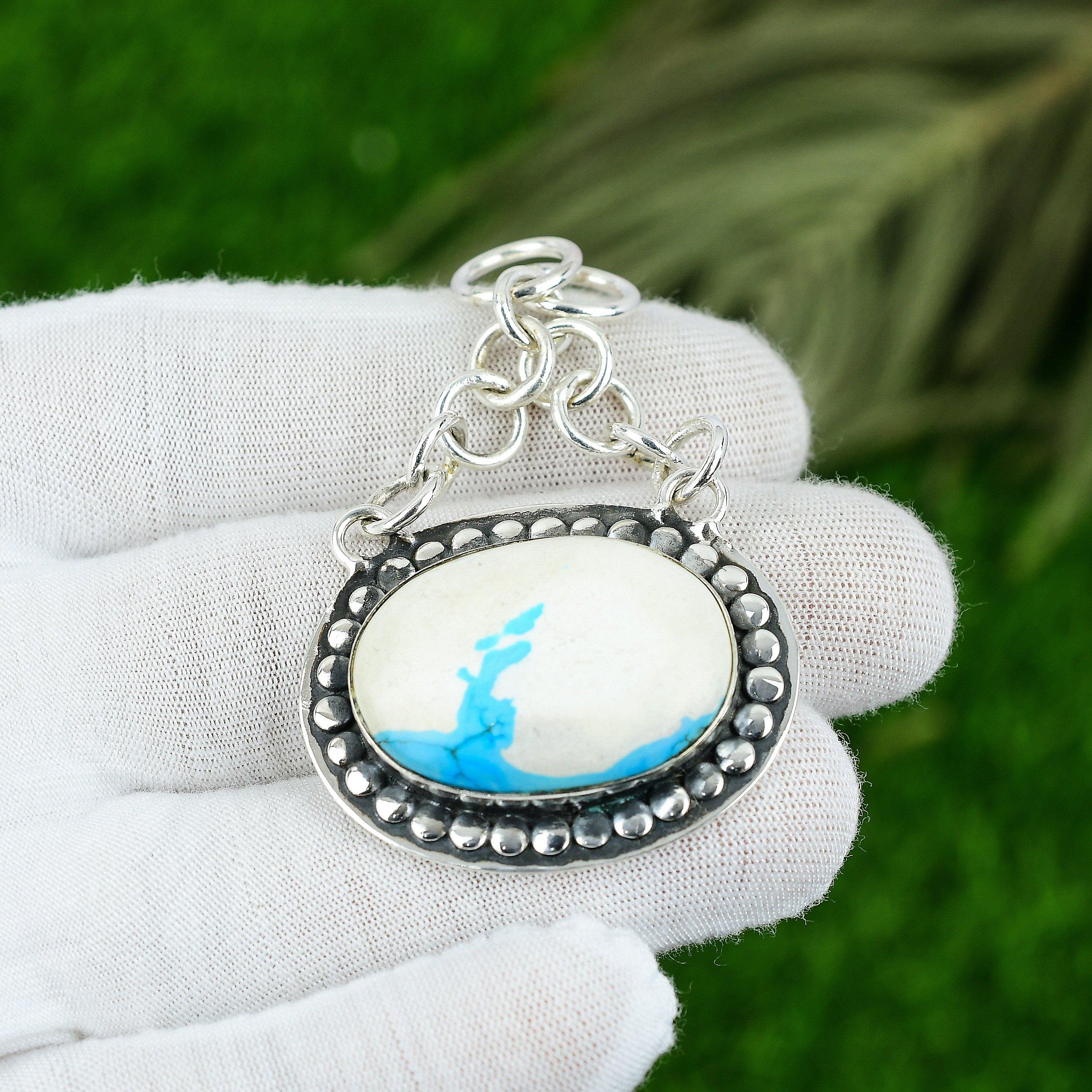 Натуральный кулон с драгоценным камнем Аризонская бирюза, ювелирное изделие из стерлингового серебра 925 пробы для девочек