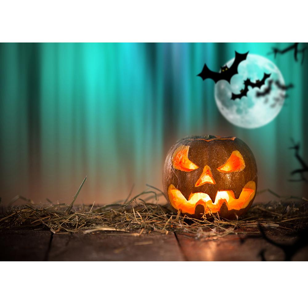 Halloween Pumpkin Lamp Bat Moonlight Photographic Backgrounds Vinyl Backdrops Photo Studio for All Saints' Day Photobooth