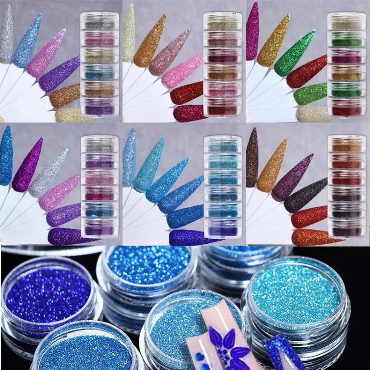

6 шт./компл. радужный лак для ногтей, тонкий блестящий сахарный порошок, цветной хромированный пигмент, порошок для УФ-лака для ногтей, украшение ногтей