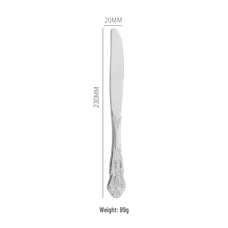 European Style Stainless Steel Steak Knife, Fork, and Spoon Set for Western Restaurant or Household Use