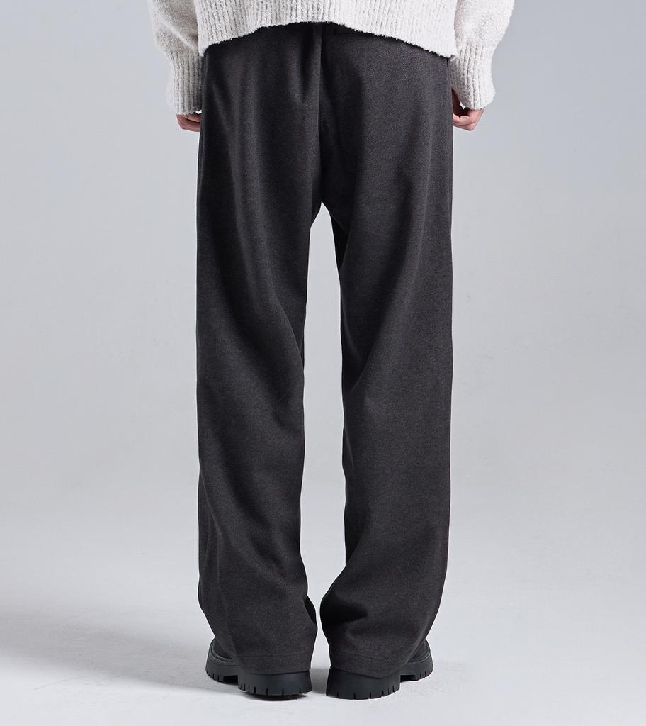 Beoteunseoul Double Button Tweed Textured Slacks (Charcoal)