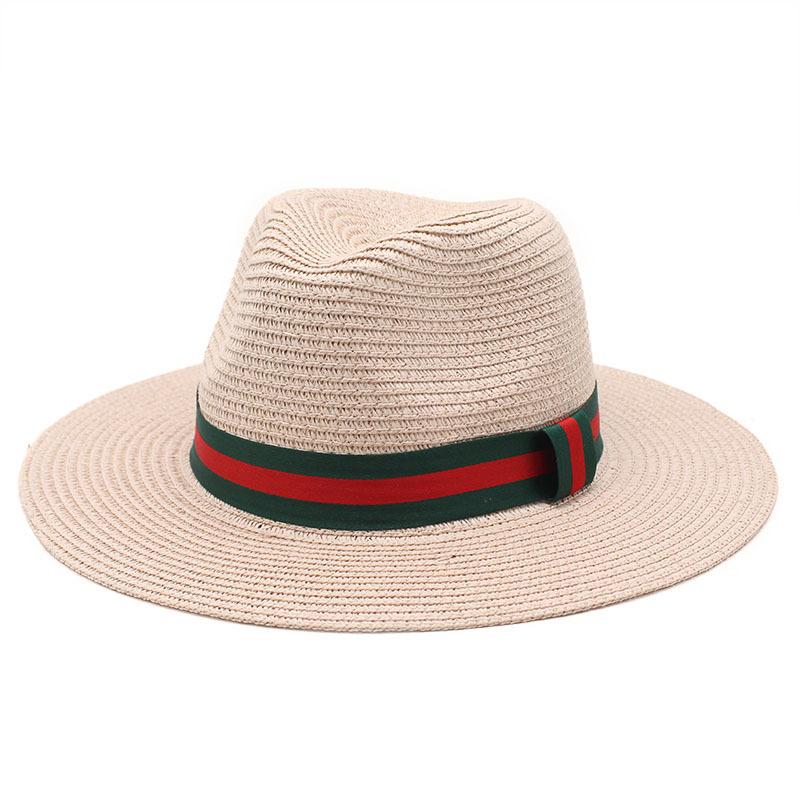 Protection Solaire Ombre Extérieure Chapeau Panama Bord Plat Vintage Jazz Haut-de-Forme Chapeaux de Paille Homme et Femme