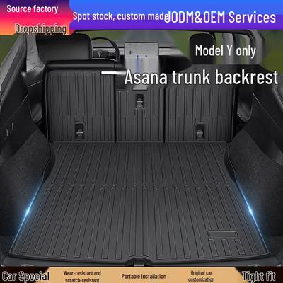 Tesla Model Y Trunk and Front TPE Mat Set - One-Piece Rear Tail Box Mat Accessory