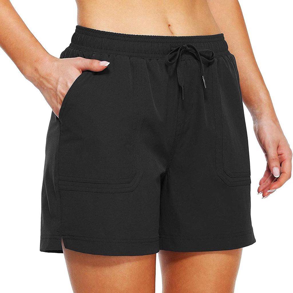 Women's  Color Workout Hidden Pockets Athletic Shorts Legs Beach Pants