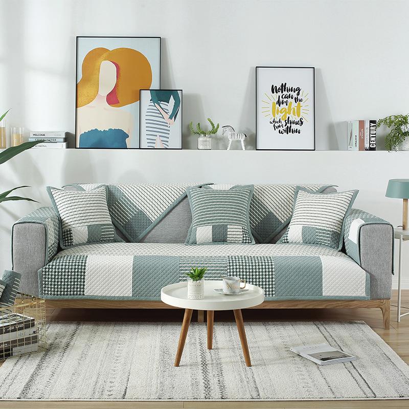 Modern Minimalist Nordic Countryside Block Cotton Sofa Cushion Four Seasons General Fabrics Washed Cotton Seat Cushions