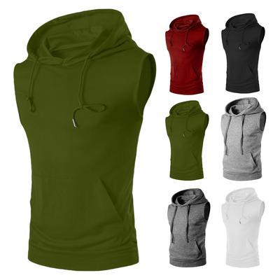 Men's Summer Hooded Pocket Vest Vest Sports Sleeveless Shirt