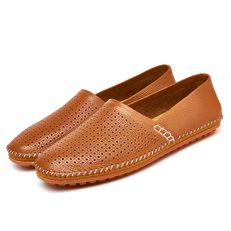 Men s Autumn Cowhide Slip-On Casual Driving Shoes - British Style