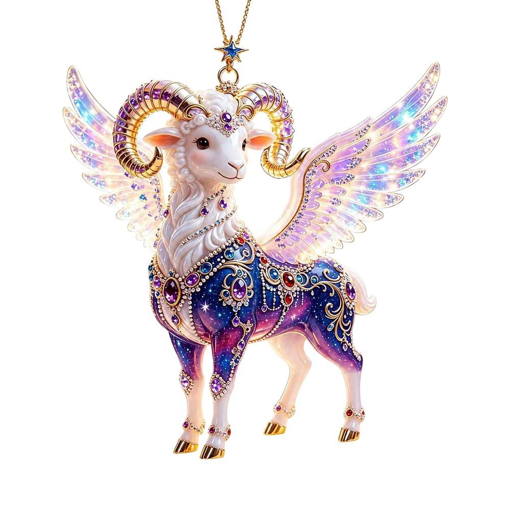 Shining Goat Pendant Artificial Rhinestone Goat Bag Charm  Christmas Tree Ornament