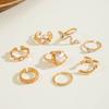 European and American Jewelry Fashion Irregular Special-shaped Love Imitation Gemstone Lava Bud Split Ring Nine-piece Set for Women