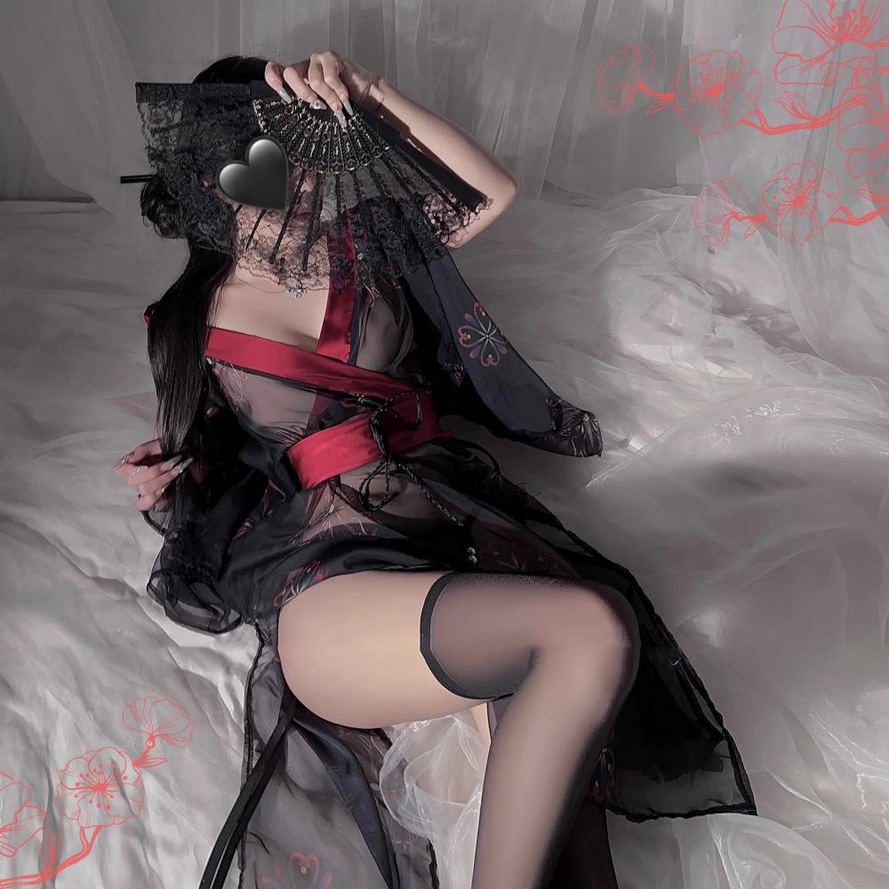 2025 Sexy Quick-Release Kimono Pajamas: Seductive Japanese Dark Robe
