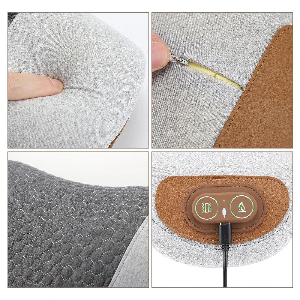 Heizung Vibrierendes Nackenmassagekissen Entspannen Sie die Halswirbelsäule Schulter Nacken Memory Foam Kissen Nackenmassagegerät Schmerzlinderung Unterstützen Sie den Schlaf