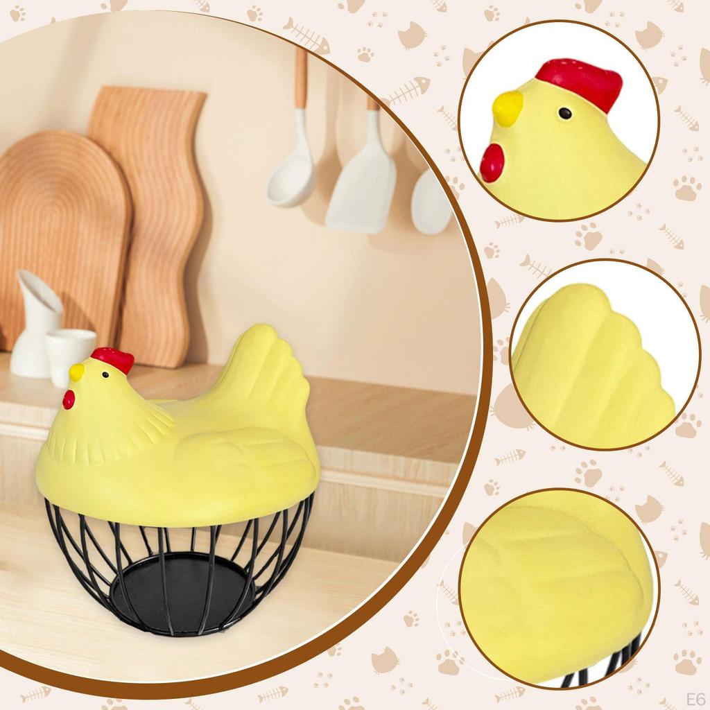 Cesto per la Raccolta delle Uova con Disegno di Gallina Cucina